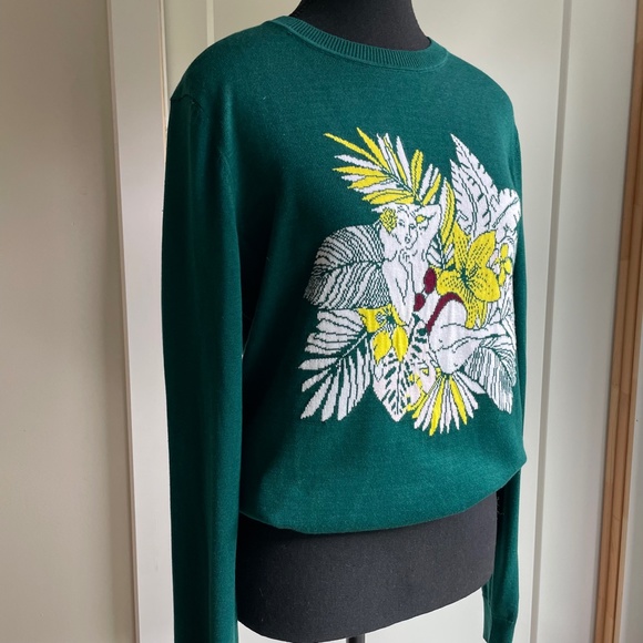 Tuk in Light Sweater Green with Tropical Pin Up Girl  Motif NWT - Picture 12 of 12